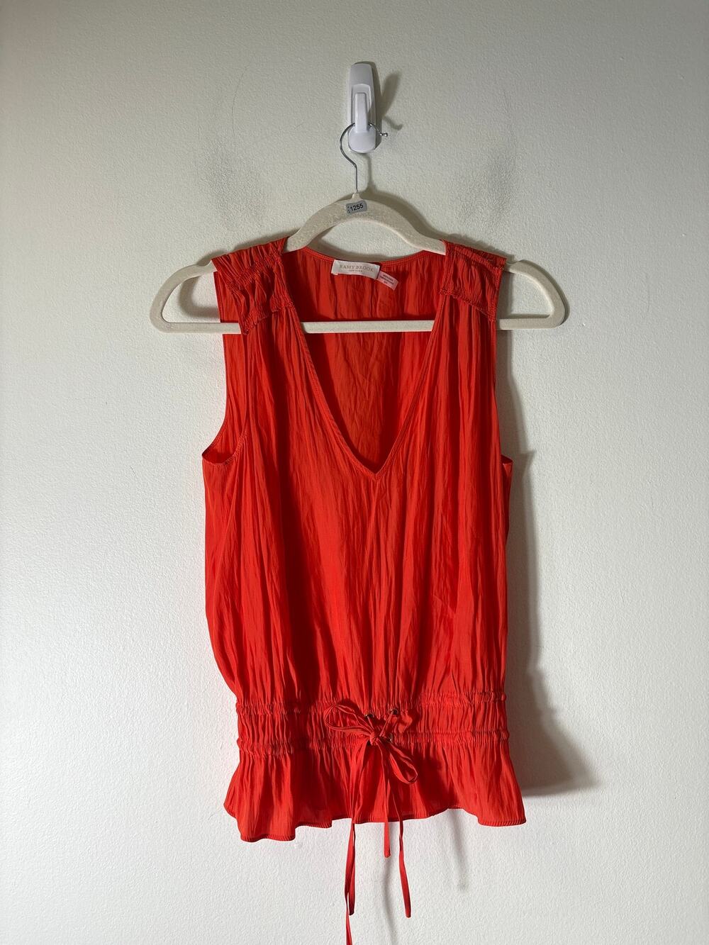 Ramy Brook Orange Waist Gathered Sleeveless Top Sz XS